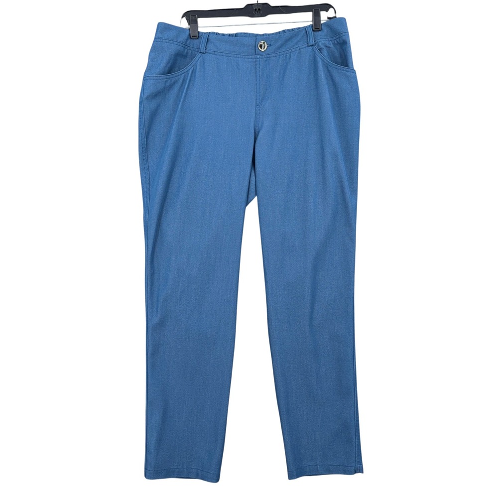 IMAN‎ Straight Leg Pants Women XL Polyester Rayon Spandex Blue